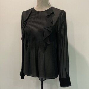 Who WHAT WEAR BLACK FRILL SHEAR BLOUSE